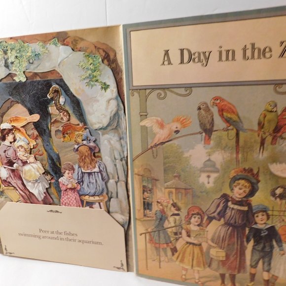 A Day in the Zoo A Reproduction of an Antique Pop-Up Book Vintage - Picture 11 of 16